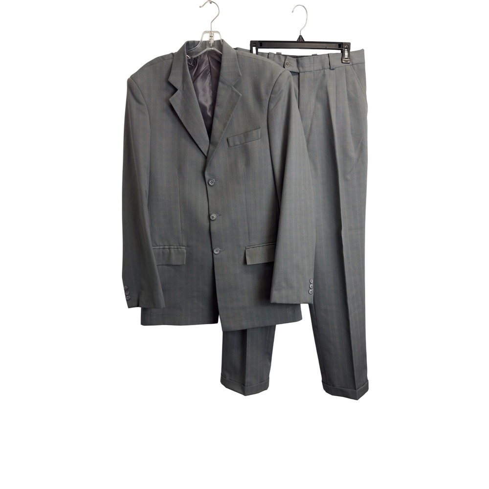 Bespoke Mens Gray Pinstripe 3-Button Blazer‎ 40L Pants 32X32 Suit USA Made